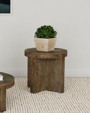 Kinkaid Round Solid Mango Wood End Table Brown - 710137