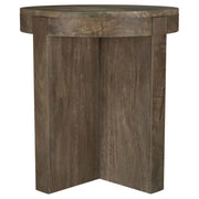 Kinkaid Round Solid Mango Wood End Table Brown - 710137