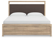 Kinlanni King Upholstered Panel Bed and Dresser in Tan - PKG023887