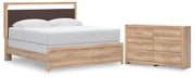 Kinlanni King Upholstered Panel Bed and Dresser in Tan - PKG023887