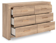 Kinlanni King Upholstered Panel Bed and Dresser in Tan - PKG023887