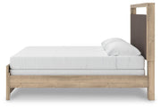 Kinlanni King Upholstered Panel Bed, Dresser and Mirror in Tan - PKG023888