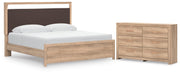 Kinlanni King Upholstered Platform Bed and Dresser in Tan - PKG023897