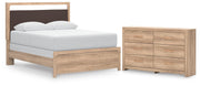 Kinlanni Queen Upholstered Panel Bed and Dresser in Tan - PKG023882