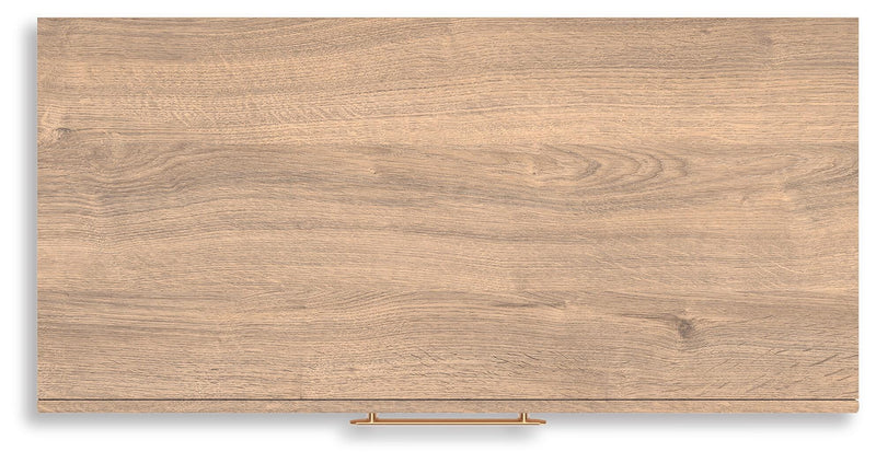 Kinlanni Queen Upholstered Panel Bed, Dresser and Chest in Tan - PKG023886