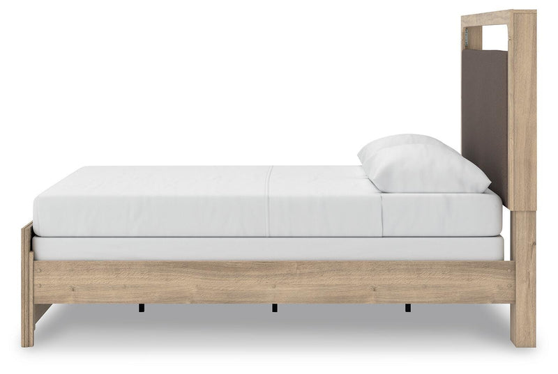 Kinlanni Queen Upholstered Panel Bed, Dresser and Mirror - PCB1360B7