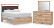 Kinlanni Queen Upholstered Panel Bed, Dresser and Mirror - PCB1360B7