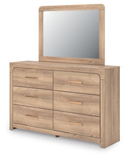 Kinlanni Queen Upholstered Panel Bed, Dresser and Mirror - PCB1360B7