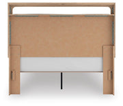 Kinlanni Queen Upholstered Platform Bed and Dresser in Tan - PKG023892