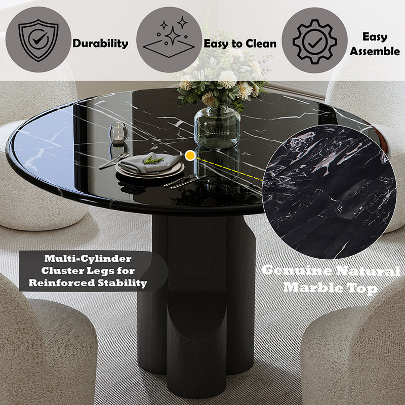 Kinton Round Dining Table w/Natural Marble Top - DN04795