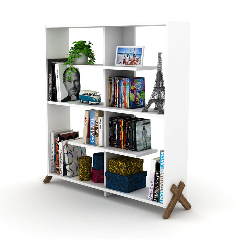 Kipp Bookcase in Walnut-White - 710-KIP-BC-RF170201