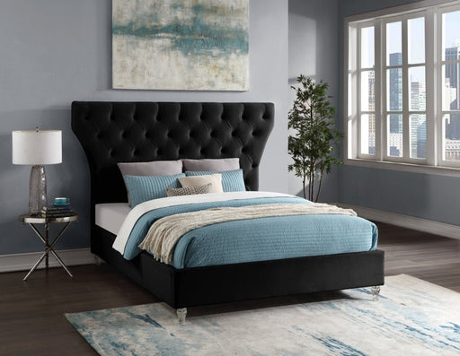 Kira Velvet King Bed Black - Gate FurnitureKing Bed