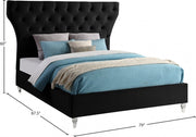 Kira Velvet Queen Bed Black - Gate FurnitureQueen Bed