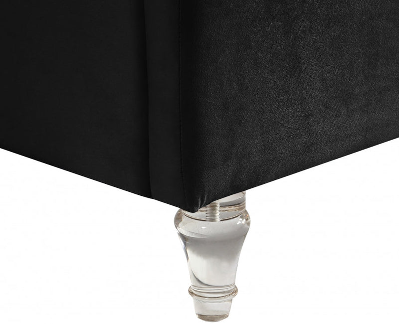 Kira Velvet Queen Bed Black - Gate FurnitureQueen Bed