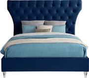 Kira Velvet Queen Bed Blue - Gate FurnitureQueen Bed