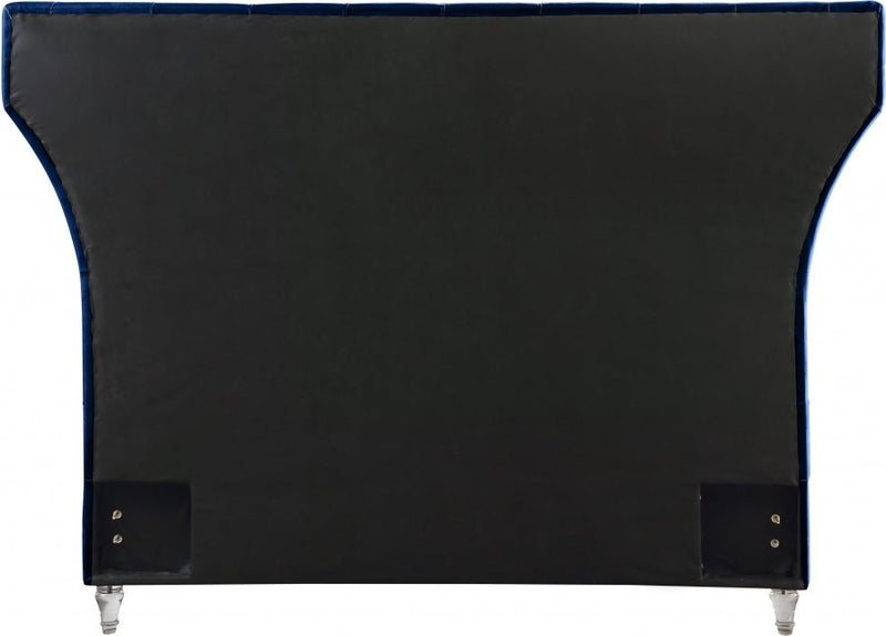 Kira Velvet Queen Bed Blue - Gate FurnitureQueen Bed