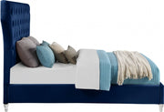 Kira Velvet Queen Bed Blue - Gate FurnitureQueen Bed