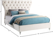 Kira Velvet Queen Bed Cream - Gate FurnitureQueen Bed