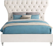 Kira Velvet Queen Bed Cream - Gate FurnitureQueen Bed