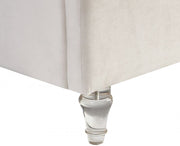 Kira Velvet Queen Bed Cream - Gate FurnitureQueen Bed