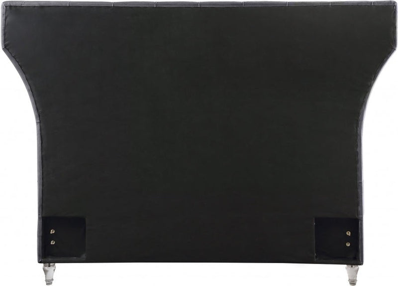 Kira Velvet Queen Bed Grey - Gate FurnitureQueen Bed
