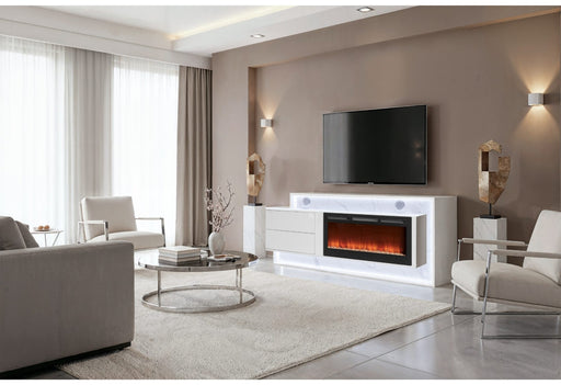 Kira White 87″ Entertainment Unit With Bluetooth Speaker And Led - KIRA-WHITE-87″ EU W SPKR LED