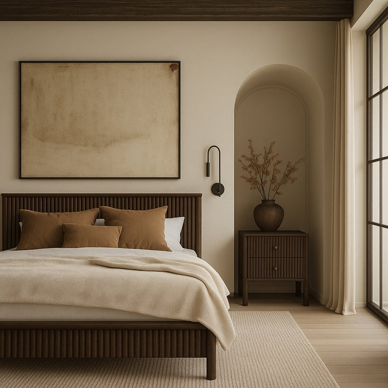 Kivo Solid Wood Full Bed in Brown - KivoBrown-F