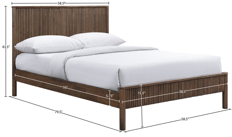 Kivo Solid Wood Full Bed in Brown - KivoBrown-F