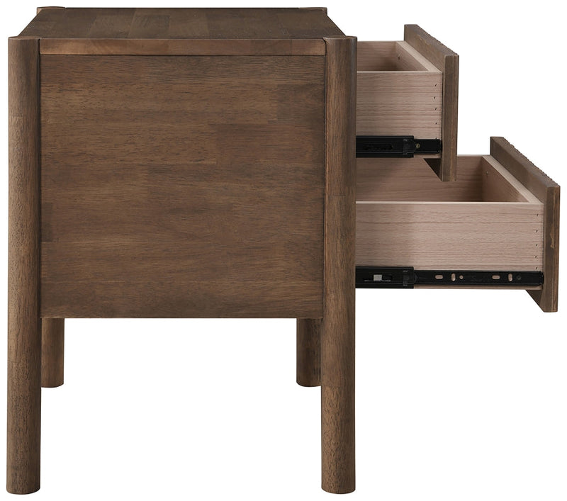 Kivo Solid Wood Nightstand in Brown - KivoBrown-NS