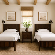 Kivo Solid Wood Twin Bed in Brown - KivoBrown-T