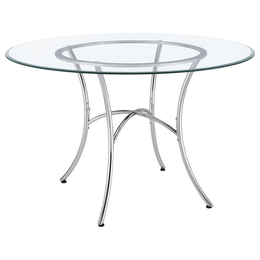 Kline 48-inch Round Glass Top Dining Table Chrome - 122160CHR