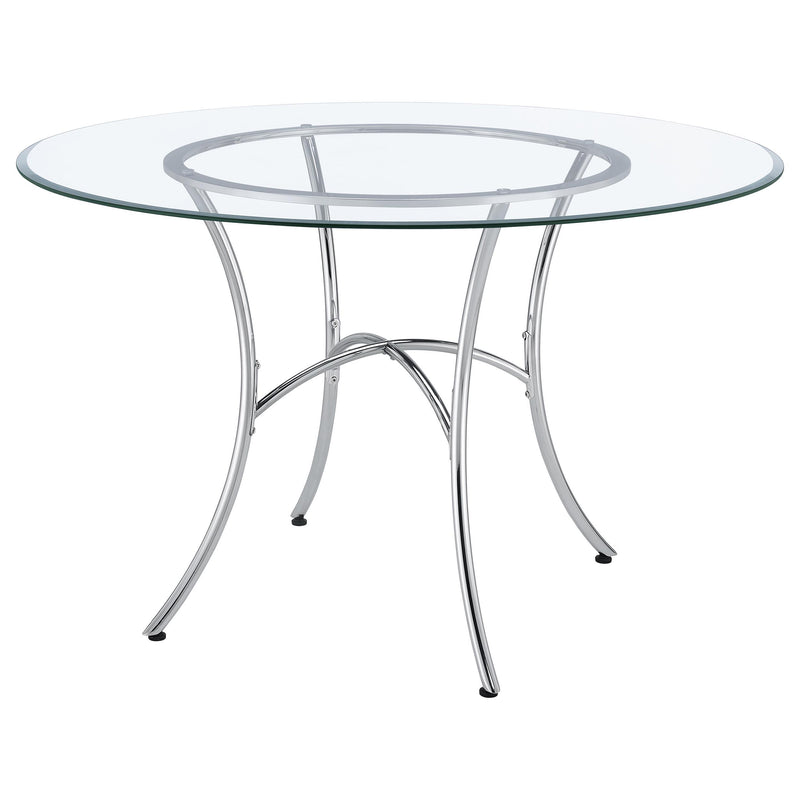 Kline 48-inch Round Glass Top Dining Table Chrome - 122160CHR