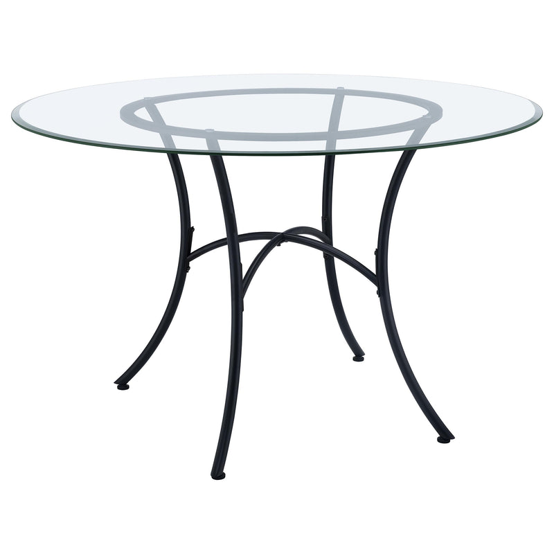 Kline 48-inch Round Glass Top Dining Table Matte Black - 122160BLK