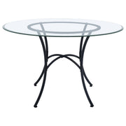 Kline 48-inch Round Glass Top Dining Table Matte Black - 122160BLK