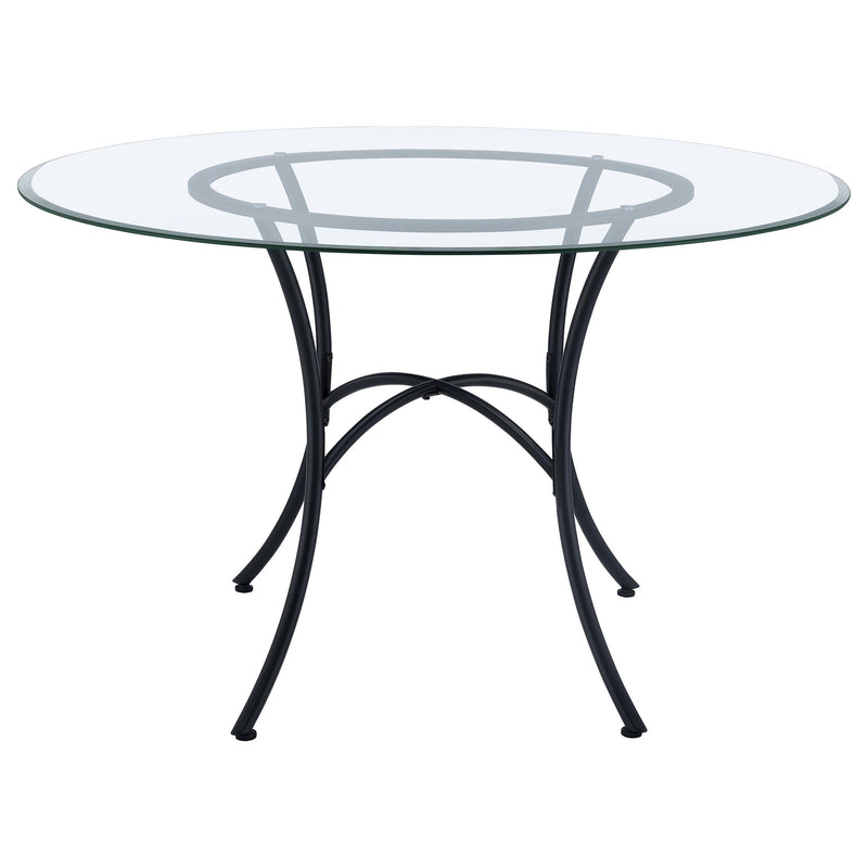Kline 48-inch Round Glass Top Dining Table Matte Black - 122160BLK