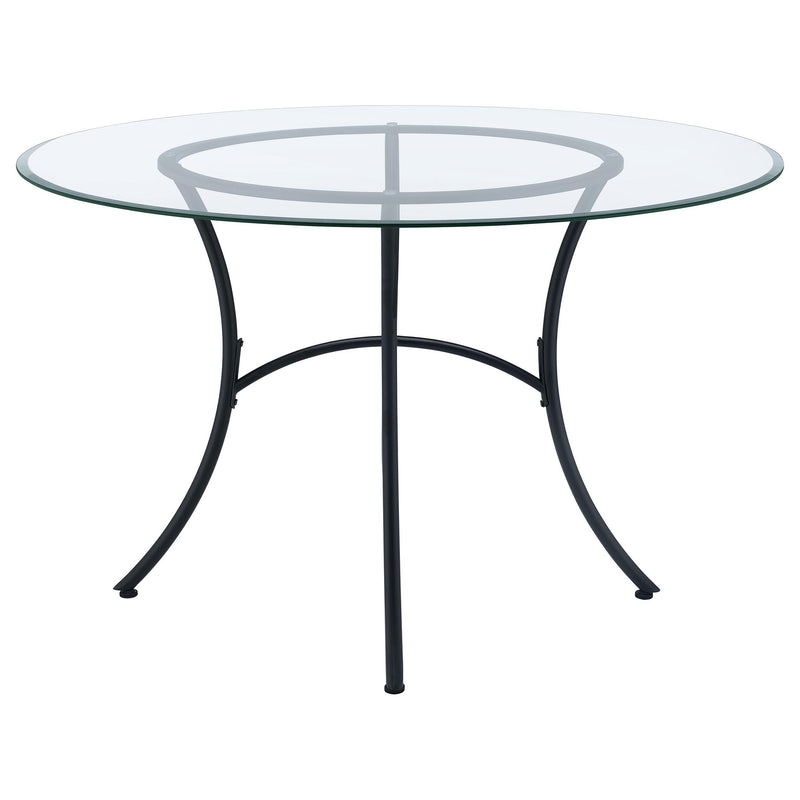 Kline 48-inch Round Glass Top Dining Table Matte Black - 122160BLK