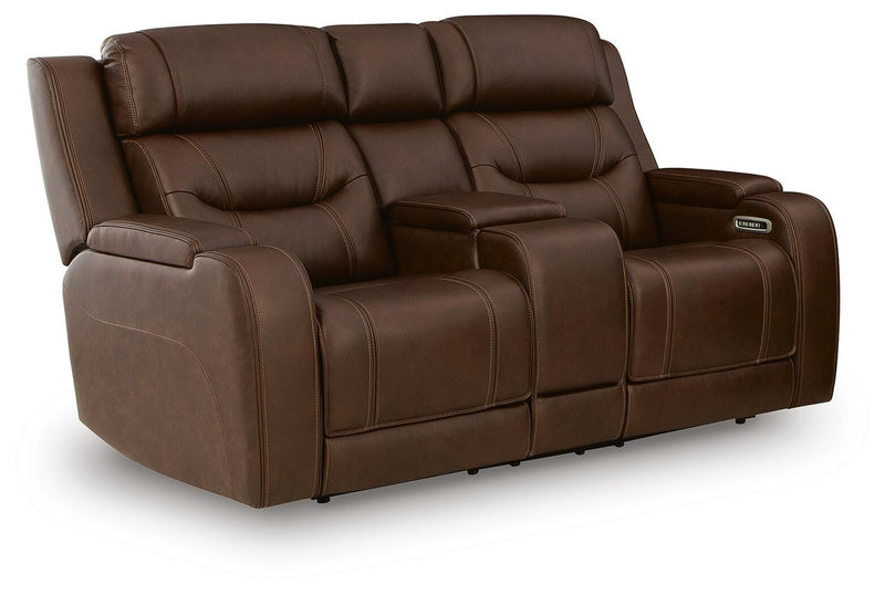 Knightington Brown Power Reclining Loveseat with Audio Seating - PCU1160218A