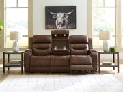Knightington Brown Power Reclining Sofa with Audio Seating - PCU1160215A