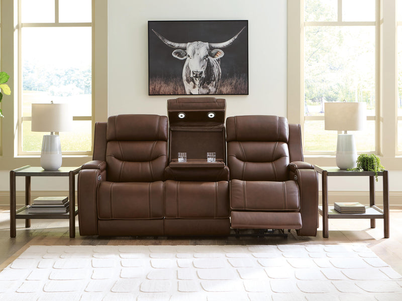 Knightington Brown Power Reclining Sofa with Audio Seating - PCU1160215A