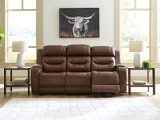 Knightington Brown Power Reclining Sofa with Audio Seating - PCU1160215A