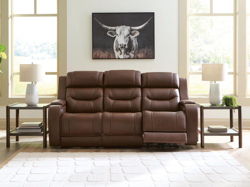 Knightington Brown Power Reclining Sofa with Audio Seating - PCU1160215A