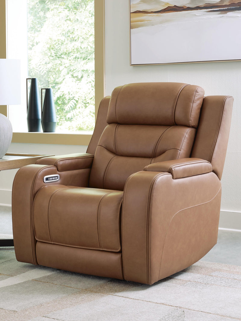 Knightington Caramel Power Recliner with Audio Seating - PCU1160013A