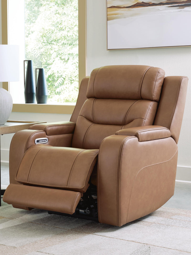 Knightington Caramel Power Recliner with Audio Seating - PCU1160013A