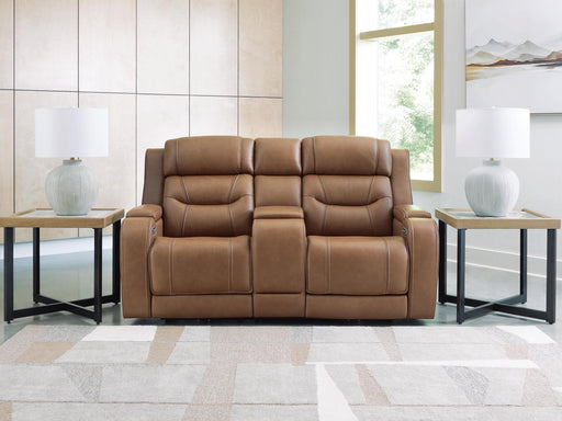 Knightington Caramel Power Reclining Loveseat with Audio Seating - PCU1160018A