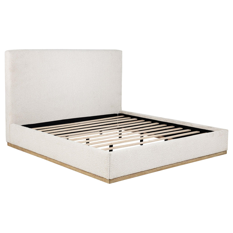 Knox Eastern King Bouclé Upholstered Platform Bed Cream - 302053KE
