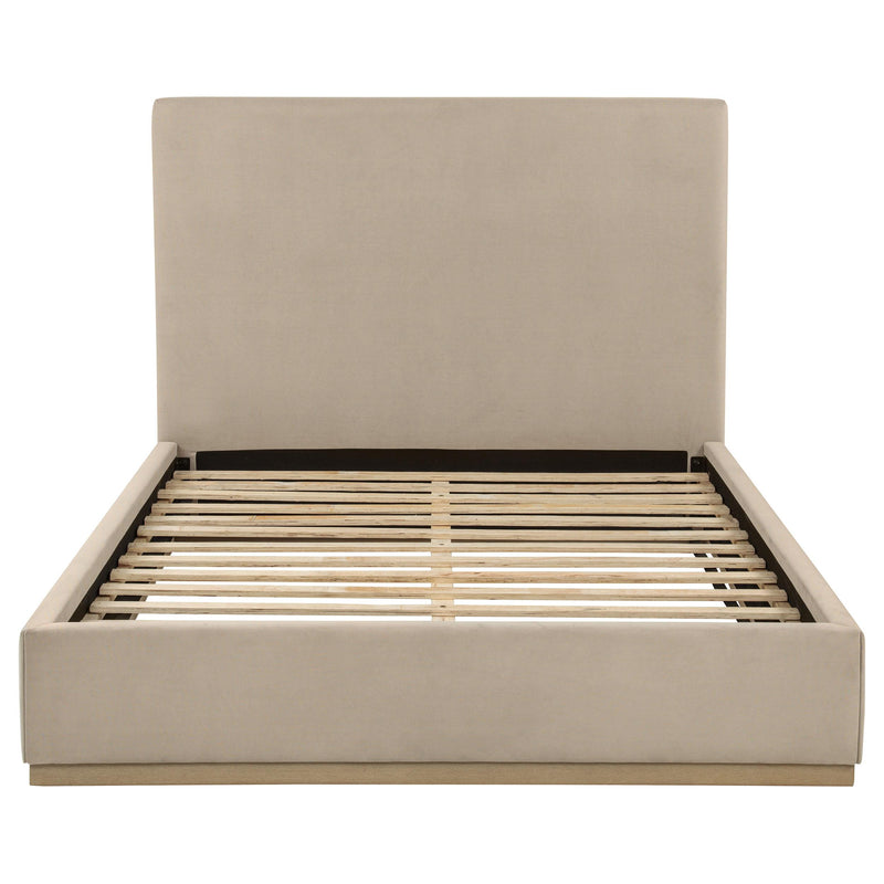 Knox Queen Fabric Upholstered Platform Bed Khaki - 315959Q