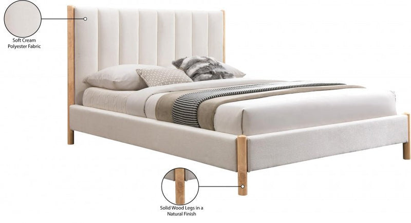 Kona Fabric King Bed Cream - Gate FurnitureKing Bed