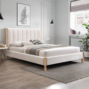 Kona Fabric Queen Bed Cream - Gate FurnitureQueen Bed