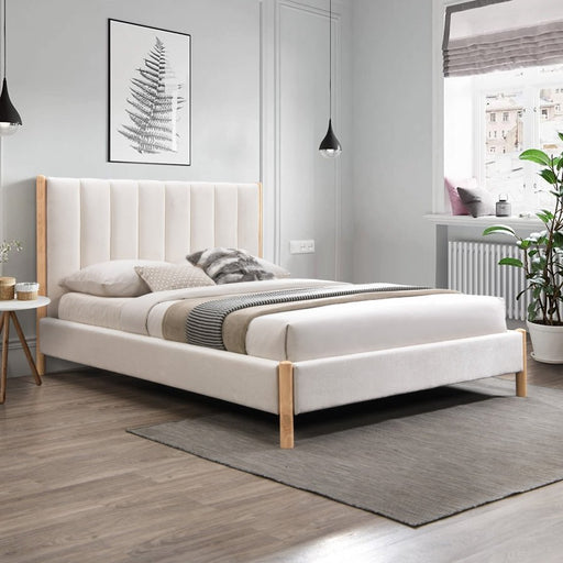 Kona Fabric Queen Bed Cream - Gate FurnitureQueen Bed