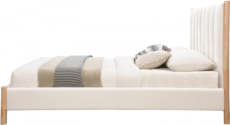 Kona Fabric Queen Bed Cream - Gate FurnitureQueen Bed